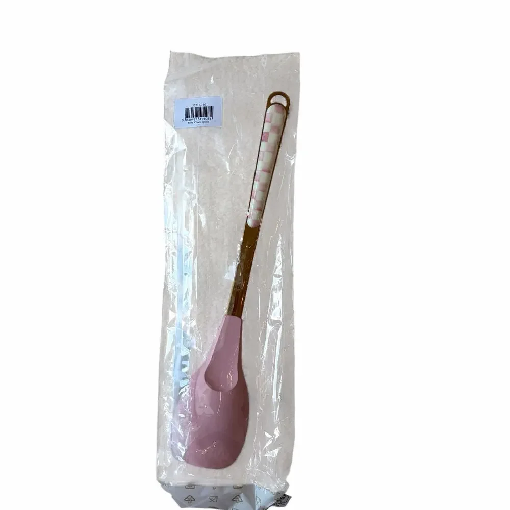 MacKenzie-Childs Rosy Check Spoon 12in Pink & White Coquette Kitchen NEW
